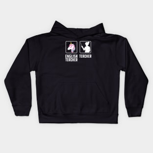 English Teacher Unicorn Kids Hoodie